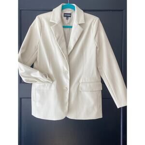 Steve Madden Faux Leather Cream Blazer Sz S